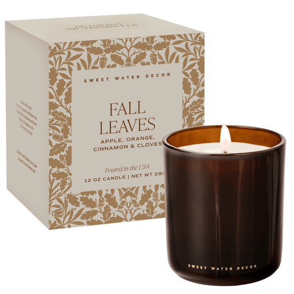 Fall Leaves Soy-Blend Candle in Amber Glass, 12 oz