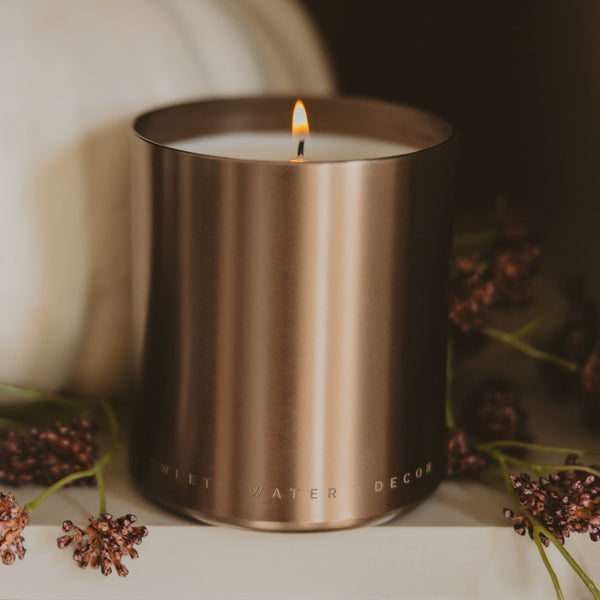 Hello Fall Soy-Blend Candle in Bronze Metal Jar, 10 oz