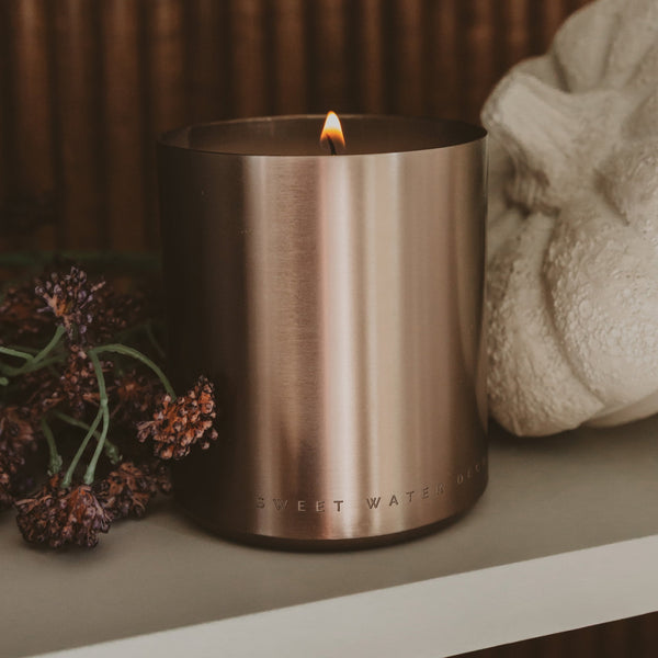 Hello Fall Soy-Blend Candle in Bronze Metal Jar, 10 oz