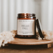 Hello Fall Soy Candle, Amber Jar, 9 oz