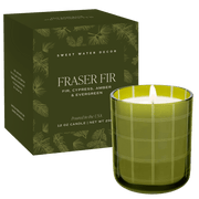 Fraser Fir Soy Candle, Olive Glass Jar, 12 oz
