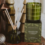 Fraser Fir Soy Candle, Olive Glass Jar, 12 oz