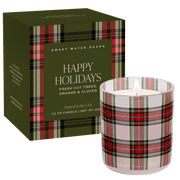 Plaid Glass Christmas Soy Candle, 12 oz