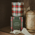 Plaid Glass Christmas Soy Candle, 12 oz