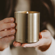 Gold Aluminum Soy Candle, Warm & Cozy, 10 oz