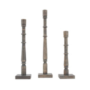 Grey Wood Taper Candleholder Set