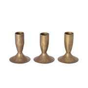 Antique Brass Iron Candleholders, Set of 3