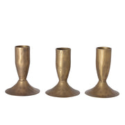 Antique Brass Iron Candleholders, Set of 3