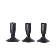 Matte Black Iron Taper Candleholders, Set of 3