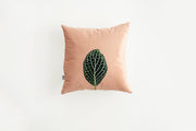 Blush Velvet Mosaic Leaf Pillow — alternate styling showing pillow grouped with coordinating textiles