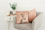 Close-up of velvet pile and tonal print texture — Blush Velvet Wheat-Print Throw Pillow