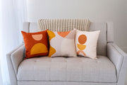 Geometric Print Linen-Blend Throw Pillow — alternate styling showing pillow grouped with coordinating textiles