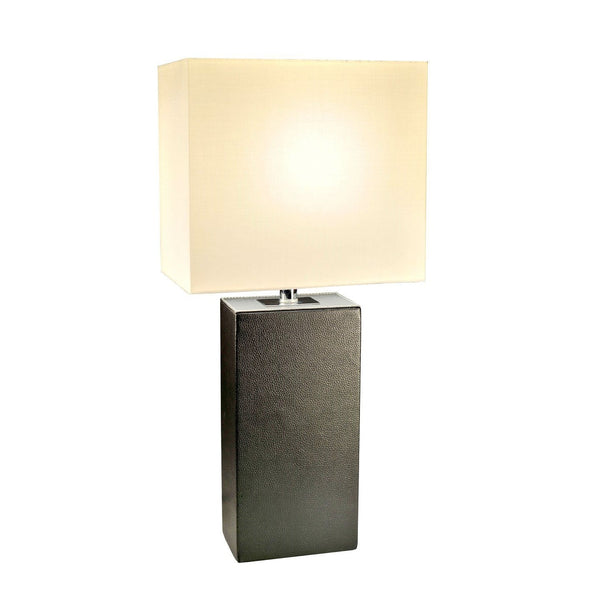 Leather-Wrapped Column Table Lamp