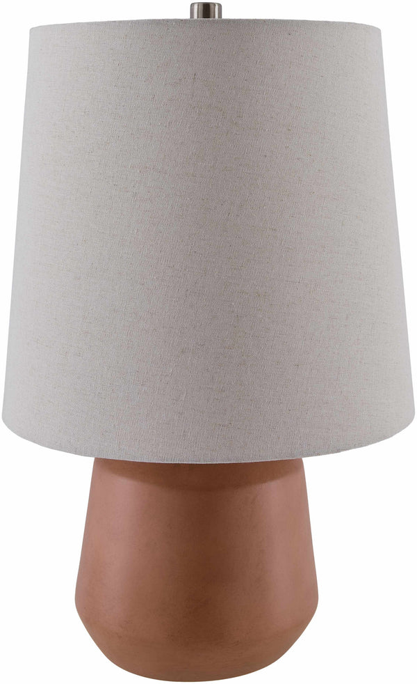 Close-up of hand-thrown stoneware glaze and texture detail — Matte Ceramic Terracotta Table Lamp