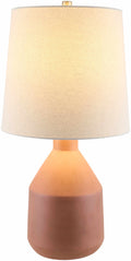 Matte Ceramic Terracotta Table Lamp styled with ceramics and a linen runner