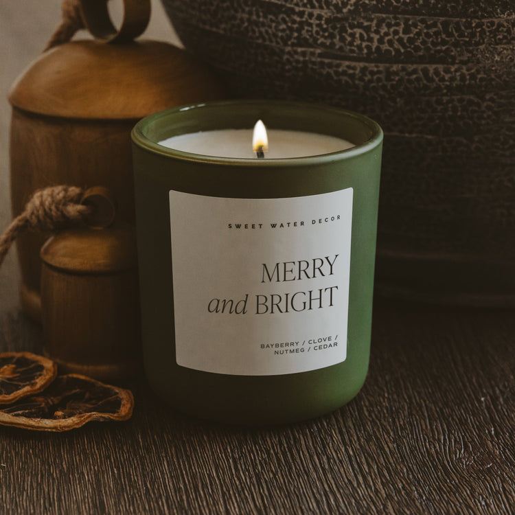 Olive Matte Soy Candle, Bayberry & Cedar, 15 oz