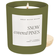 Olive Matte Soy Candle, Snow Covered Pines, 15 oz