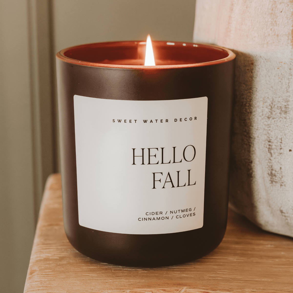 Brown Matte Soy Candle, Hello Fall 15 oz