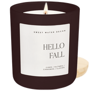Brown Matte Soy Candle, Hello Fall 15 oz