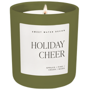 Olive Matte Glass Holiday Soy Candle, 15 oz