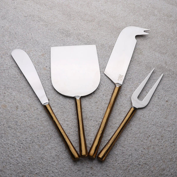 Gold-Handle Stainless Steel Cheese Knife Set