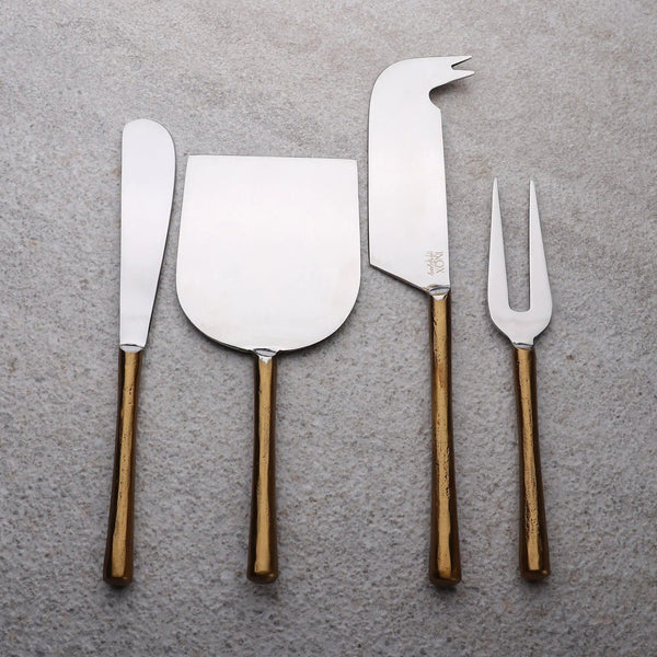 Gold-Handle Stainless Steel Cheese Knife Set