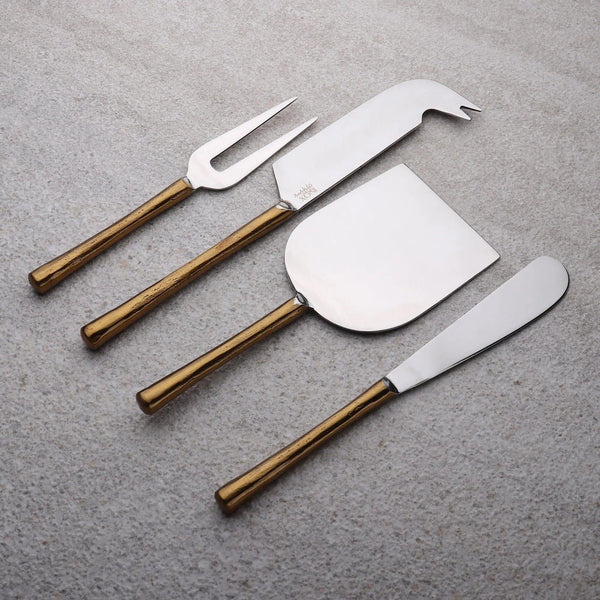 Gold-Handle Stainless Steel Cheese Knife Set