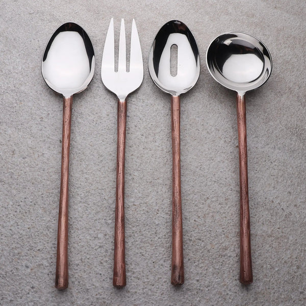 Copper-Handle Hostess Serving Set in a styled home setting