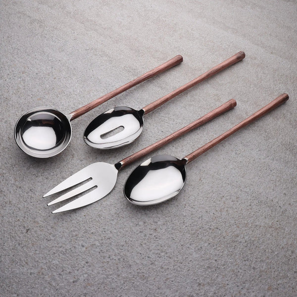 Close-up of material and construction detail — Copper-Handle Hostess Serving Set