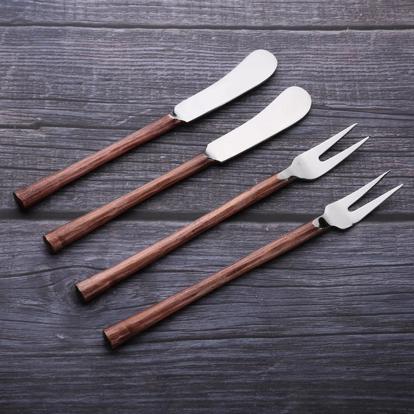 Wood-Handle Stainless Steel Cheese Tool Set