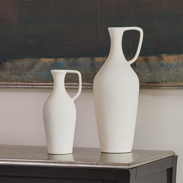 Matte Cream Aluminum Pitcher Vase