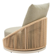 Woven Rattan Swivel Outdoor Accent Chair — back and side profile detail