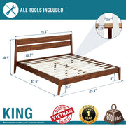 Acacia Wood-Grain Platform Bed Frame