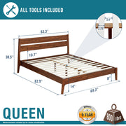 Acacia Wood-Grain Platform Bed Frame — additional product view 15