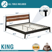 Acacia Wood-Grain Platform Bed Frame — alternate view or variant option