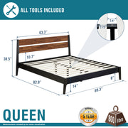Acacia Wood-Grain Platform Bed Frame — scale reference and proportion detail