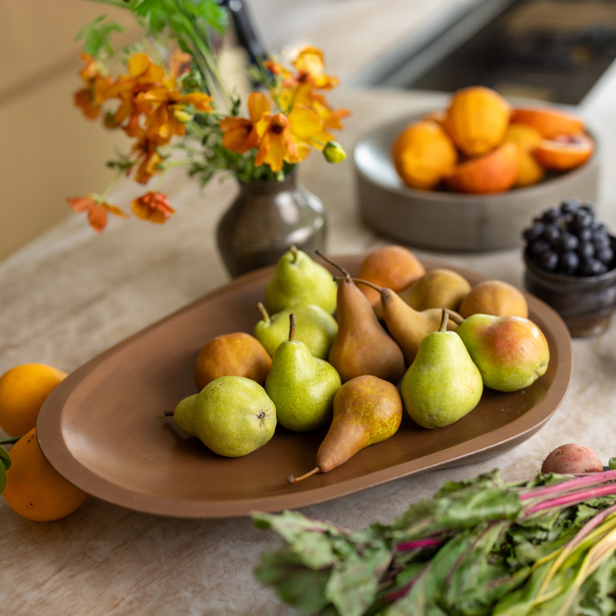 Asymmetric Matte Centerpiece Bowl — Asymmetric matte bowl in six colorways — centerpiece, catchall, or quiet still life