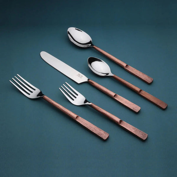 Faceted Handle Stainless Steel Flatware Set