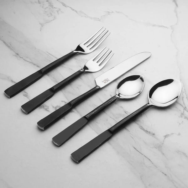 Faceted Handle Stainless Steel Flatware Set
