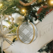 Glitter Jute Round Christmas Ornaments, Set of 4