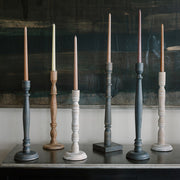 Dark Grey Mango Wood Tapered Candle Holders, Set of 2