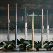 Grey Wood Taper Candleholder Set