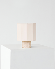 Decagon Shade Travertine Base Table Lamp