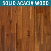 Acacia Wood-Grain Platform Bed Frame