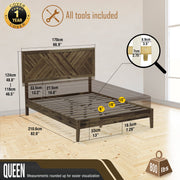 Chevron Parquet Solid Wood Bed Frame