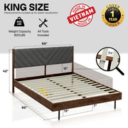 Chevron Upholstered Wood Platform Bed