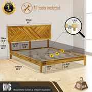 Chevron Parquet Solid Wood Bed Frame