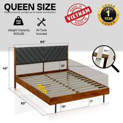 Chevron Upholstered Wood Platform Bed