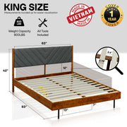 Chevron Upholstered Wood Platform Bed