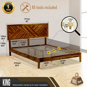 Chevron Parquet Solid Wood Bed Frame